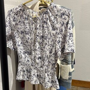 Open Edit Black and White Patterned Blouse